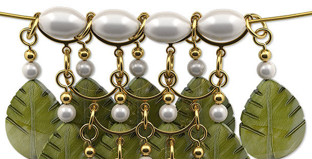 Beads at the base of the leaf chandelier 
